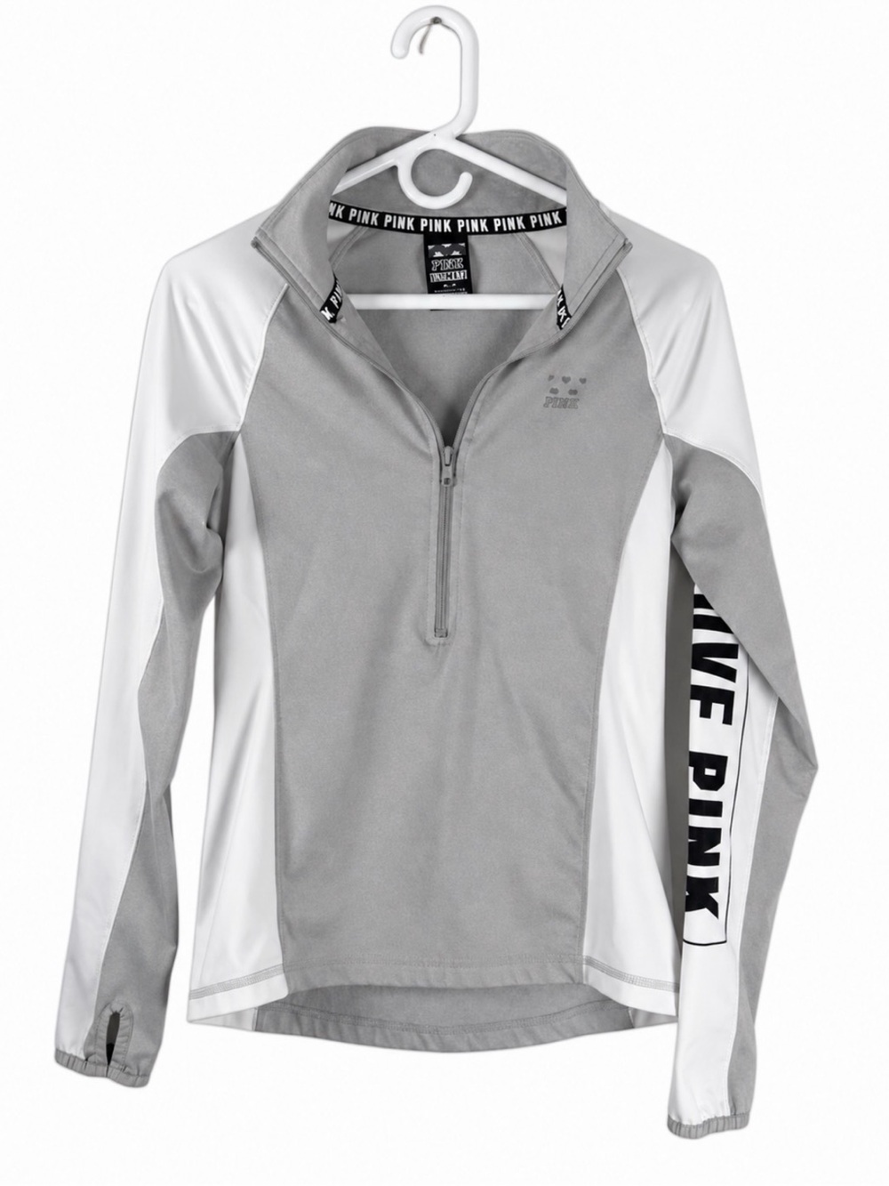 PINK Victoria's Secret Gray & White Half-Zip Pullover Jacket